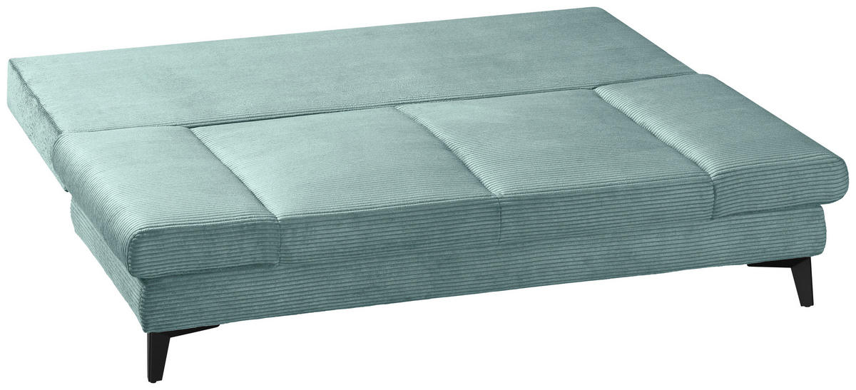 SCHLAFSOFA Cord Türkis  inkl. Bettkasten, Schlaffunktion, Armteilverstellung  - Türkis/Schwarz, Design, Textil/Metall (200/85/90cm) - Novel