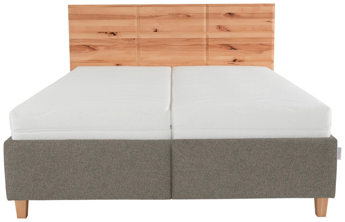 POLSTERBETT 160/200 cm  in Braun, Buchefarben  - Weiss/Buchefarben, Design, Holz/Textil (160/200cm) - Valnatura