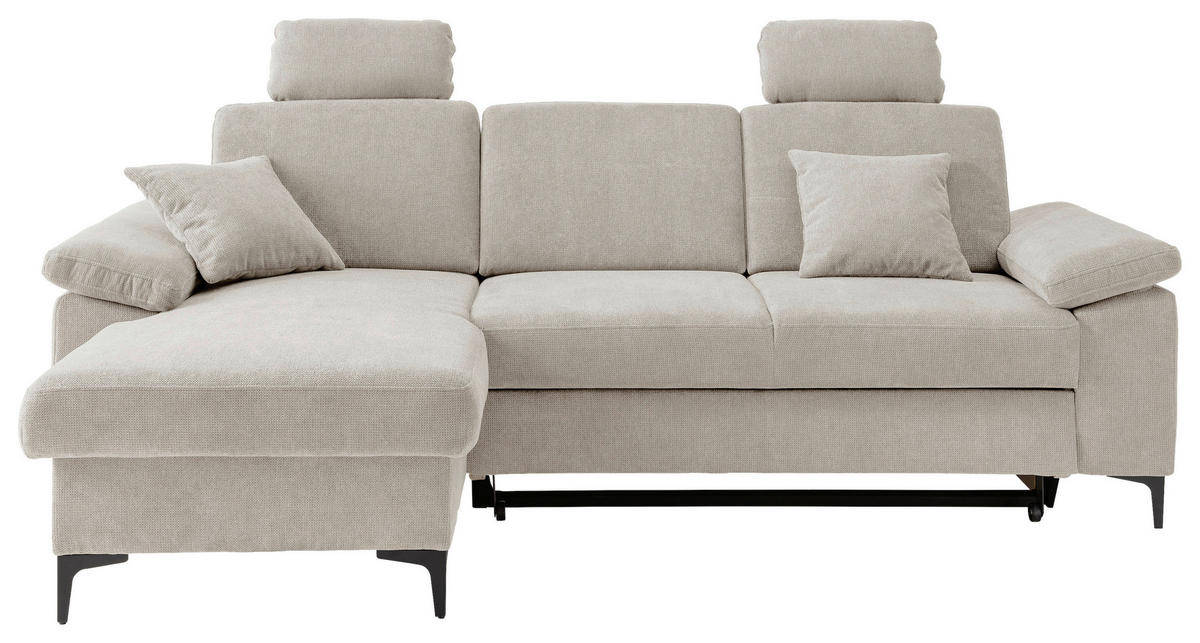 ECKSOFA Chenille Naturfarben  - Schwarz/Naturfarben, Konventionell, Textil/Metall (151/245cm) - Livetastic