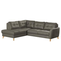 ECKSOFA in Lederlook Echtleder Schlammfarben  - Schlammfarben/Buchefarben, Design, Leder/Holz (190/236cm) - Livetastic