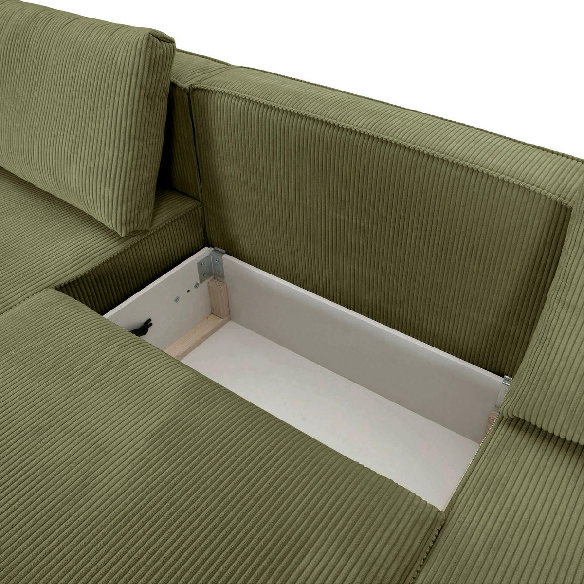 WOHNLANDSCHAFT Dunkelgrün Cord  - Dunkelgrün/Schwarz, KONVENTIONELL, Kunststoff/Textil (155/348/155cm) - Carryhome