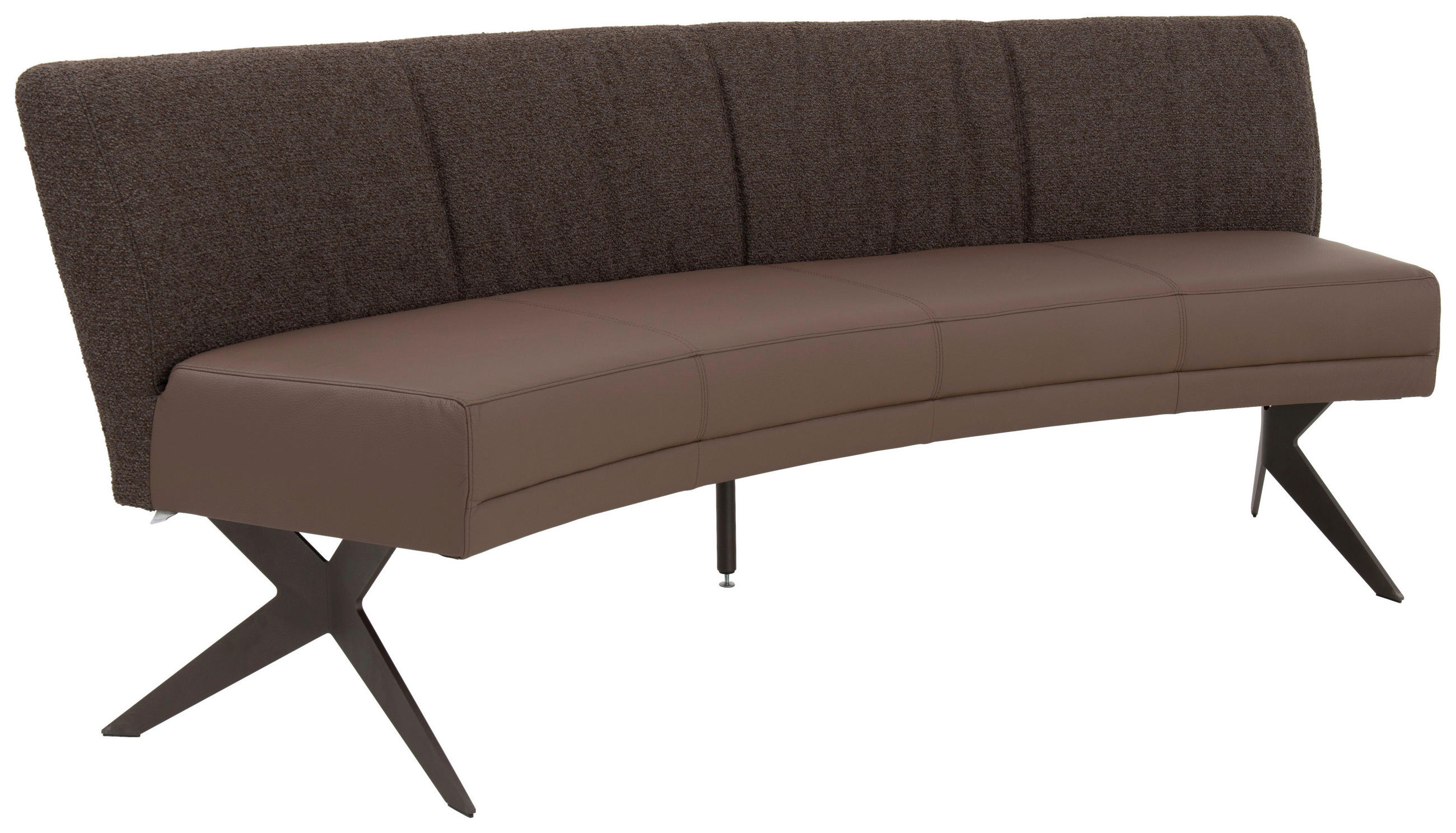 SITZBANK 220/90/67 cm beflockt Echtleder Hellbraun, Graubraun Metall  - Hellbraun/Dunkelbraun, Design, Leder/Textil (220/90/67cm) - Bert Plantagie