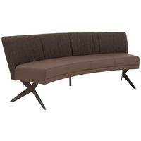 SITZBANK 220/90/67 cm beflockt Echtleder Hellbraun, Graubraun Metall  - Hellbraun/Dunkelbraun, Design, Leder/Textil (220/90/67cm) - Bert Plantagie