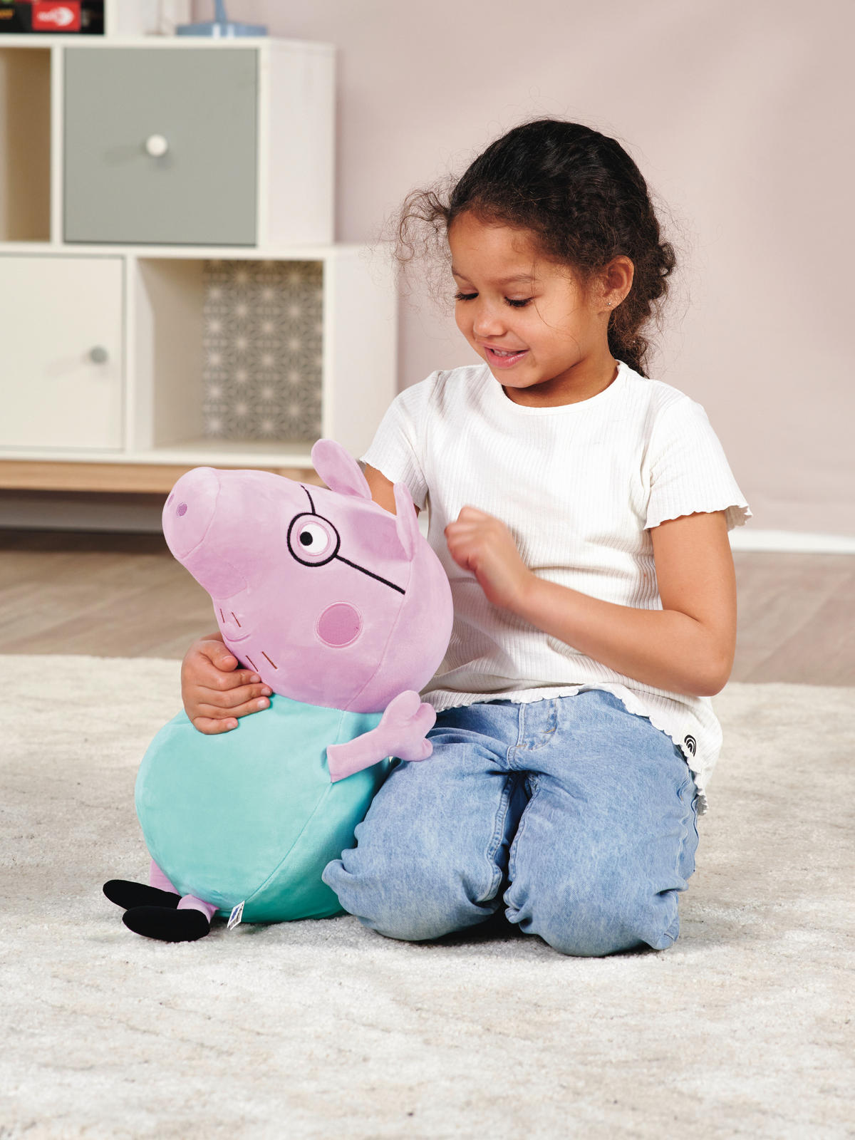 PLÜSCHTIER Peppa Pig Papa Wutz  - Blau/Pink, Basics, Kunststoff/Textil (23/23/37cm) - Simba