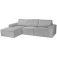ECKSOFA Hellgrau Chenille  - Hellgrau/Schwarz, KONVENTIONELL, Kunststoff/Textil (168/272cm) - Carryhome