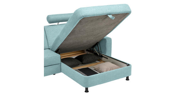ECKSOFA  in Webstoff Türkis  257/165 cm  - Türkis/Schwarz, Design, Kunststoff/Textil (257/165cm) - Xora