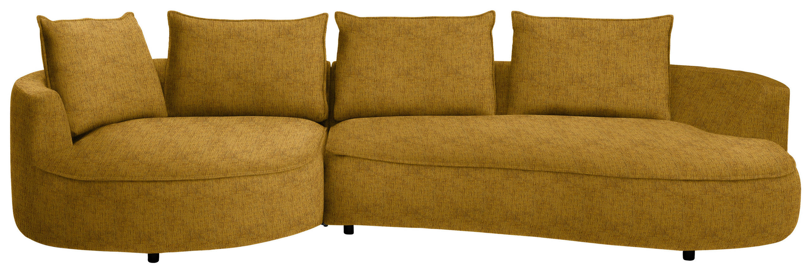 BIGSOFA Chenille Currygelb  - Currygelb/Schwarz, Design, Kunststoff/Textil (154/82/322cm) - home24
