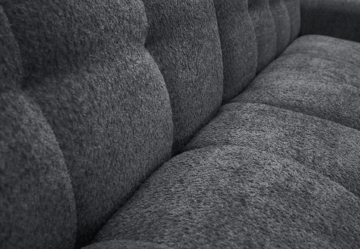 ECKSOFA RUNO Dunkelgrau Bouclé  - Dunkelgrau/Schwarz, Design, Kunststoff/Textil (175/270cm) - MID.YOU