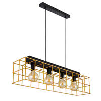HÄNGELEUCHTE 90/20/150 cm    - Goldfarben/Schwarz, Design, Holz/Metall (90/20/150cm) - Globo