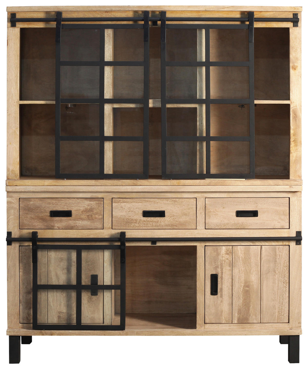 BUFFET 145/180/42 cm  in  - Graubraun/Schwarz, LIFESTYLE, Glas/Holz (145/180/42cm) - Landscape