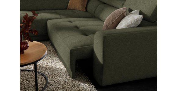 ECKSOFA in Struktur Olivgrün 205/284 cm - Schwarz/Olivgrün, Design, Kunststoff/Textil (205/284cm) - Xora