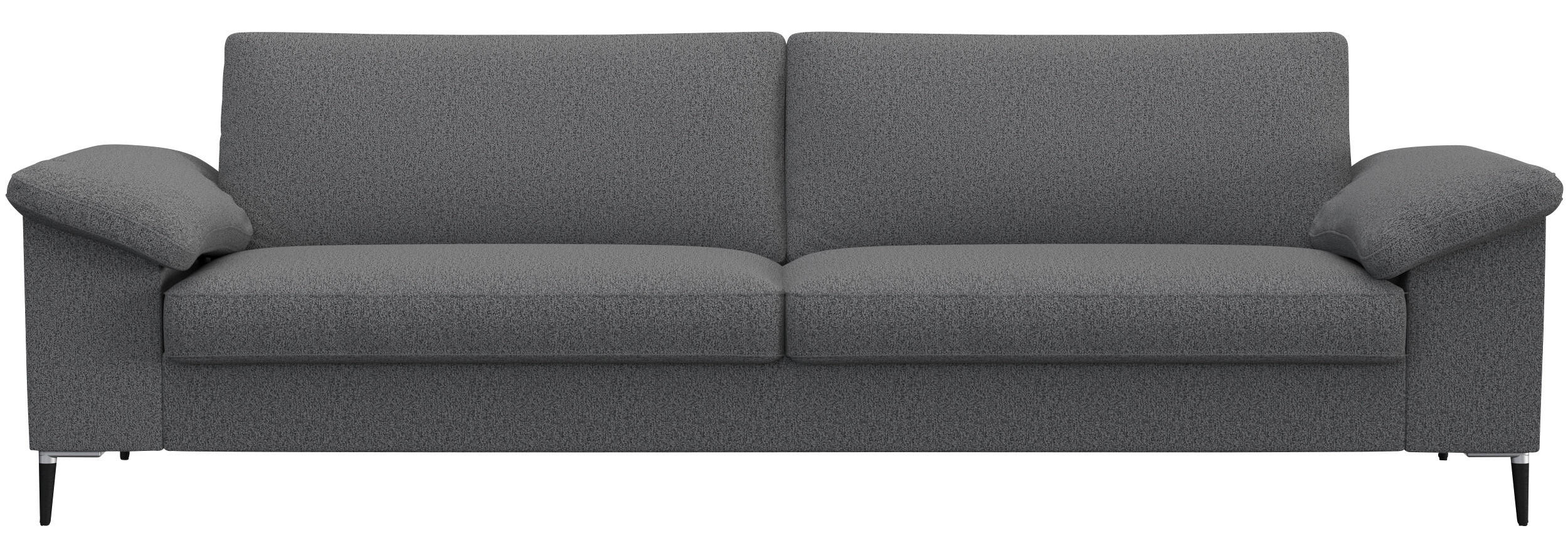 3-SITZER-SOFA Chenille, Webstoff Grau  - Schwarz/Alufarben, Design, Textil/Metall (241/84,5/92cm) - Livetastic