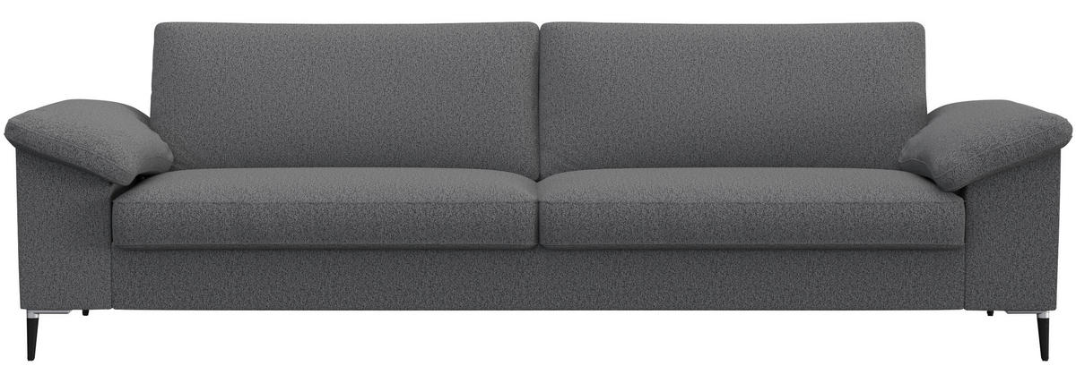 3-SITZER-SOFA Chenille, Webstoff Grau  - Schwarz/Alufarben, Design, Textil/Metall (241/84,5/92cm) - Livetastic