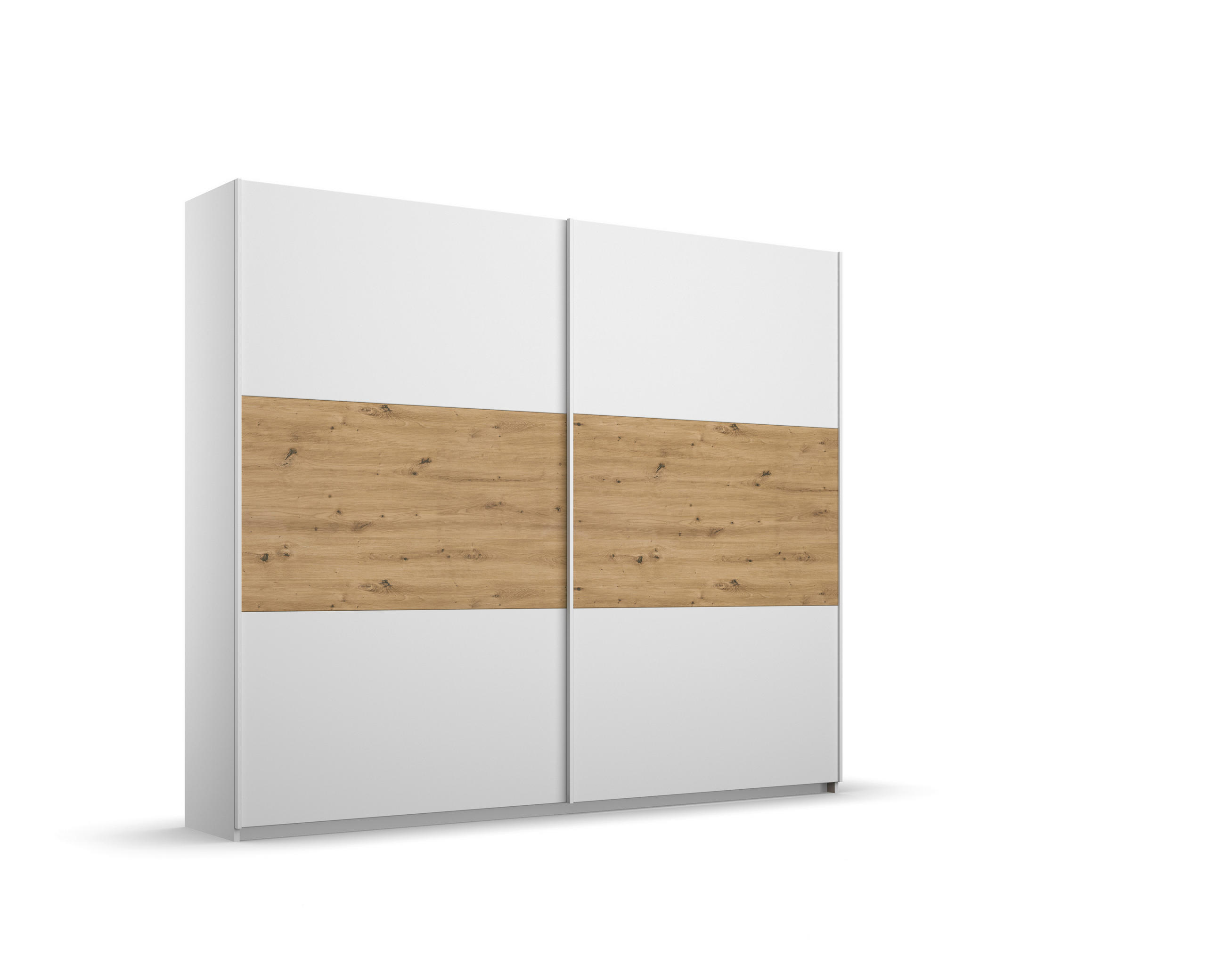 Rauch Möbel Schwebetürenschrank Weiß, Eiche Artisan 218x210x54 cm