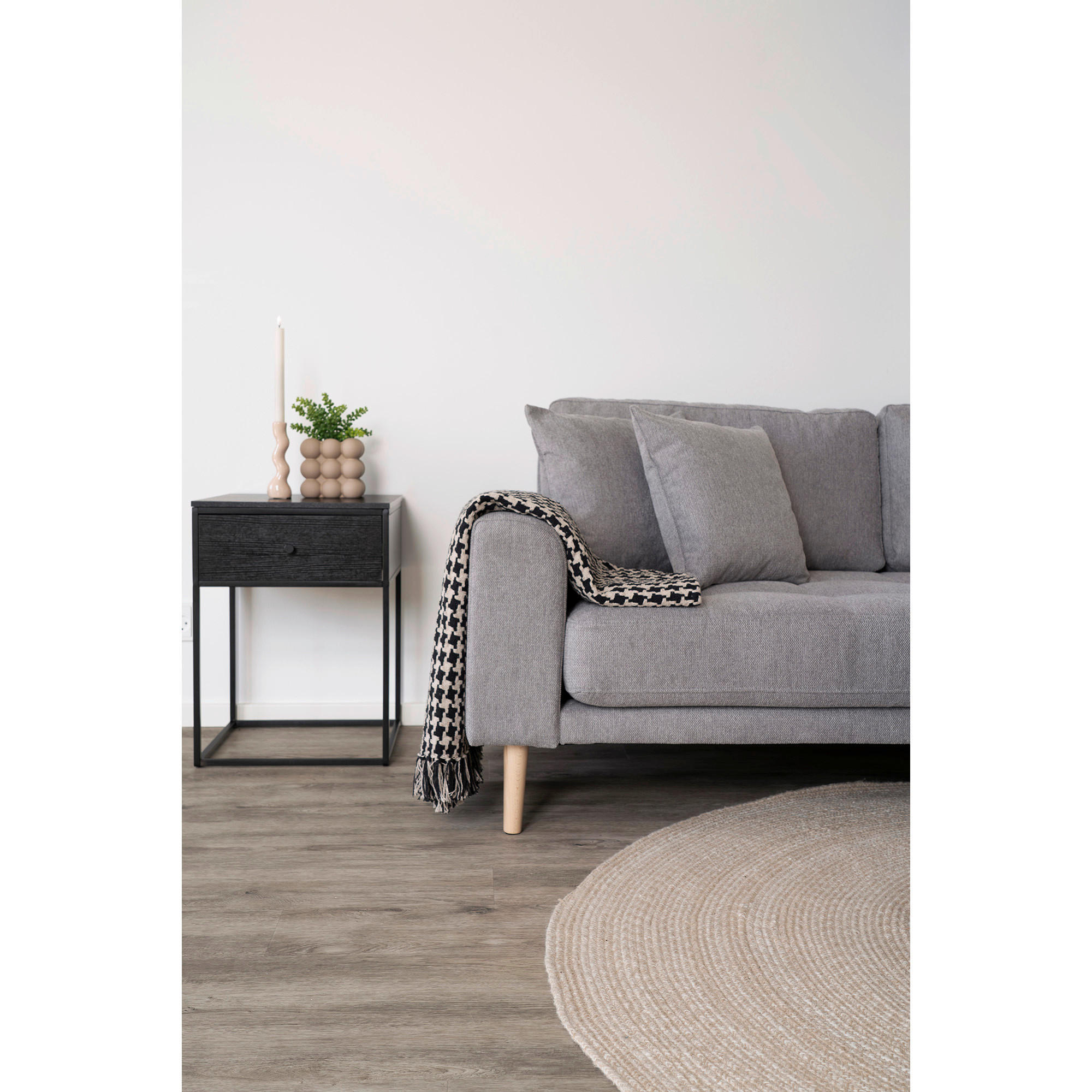 SIDOBORD i trä, metall  - svart, Design, metall/trä (40/55/40cm)