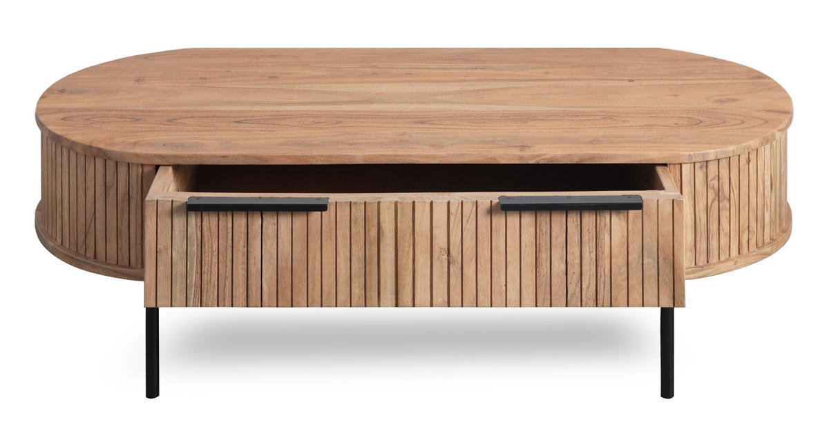 COUCHTISCH Akazie massiv Grau  - Grau, KONVENTIONELL, Holz/Metall (118/40/60cm) - Livetastic