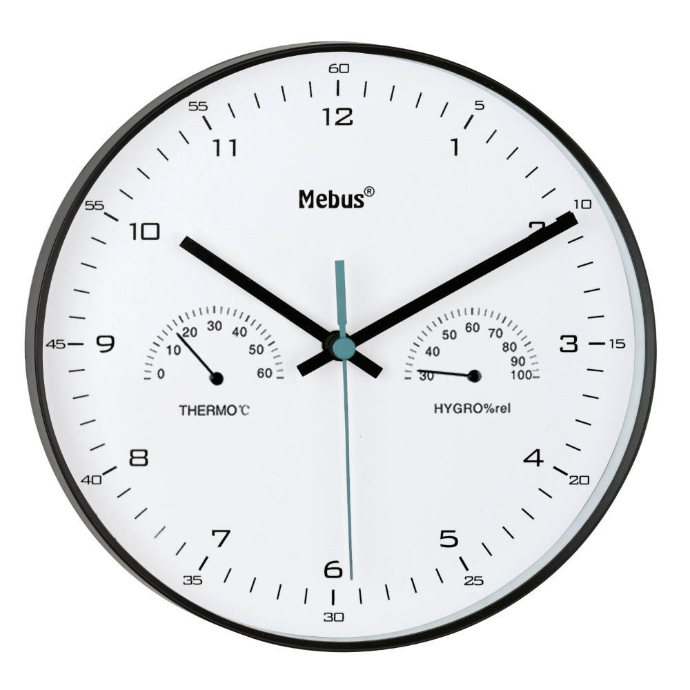 WANDUHR Schwarz  - Schwarz, Basics, Kunststoff (30,0cm)