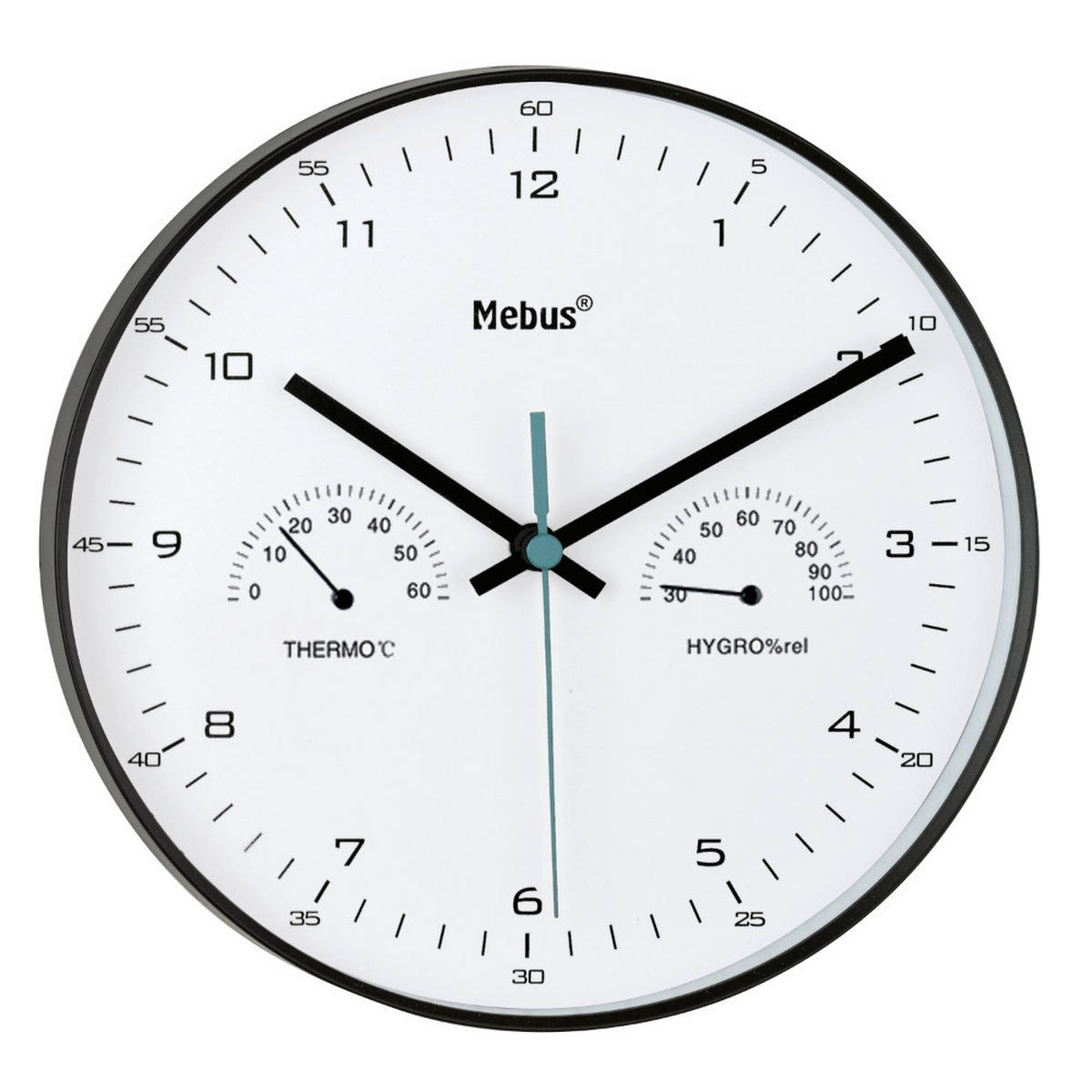 WANDUHR Schwarz  - Schwarz, Basics, Kunststoff (30,0cm)