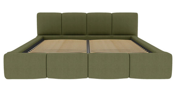 POLSTERBETT 180/200 cm,  in Grün, Lattenrost, Bettkasten,  - Schwarz/Grün, Design, Holz/Textil (180/200cm) - Xora