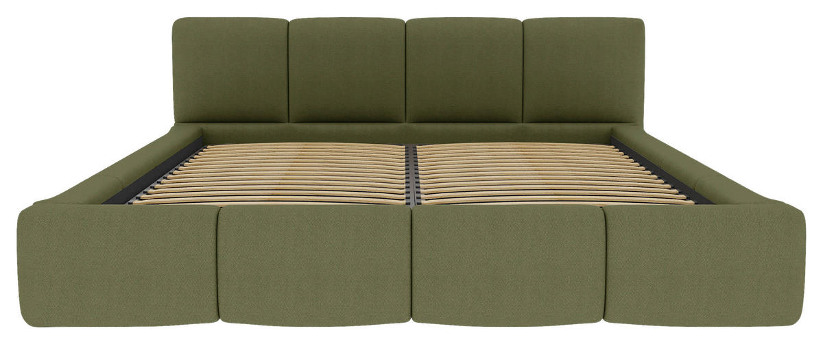 POLSTERBETT 180/200 cm,  in Grün, Lattenrost, Bettkasten,  - Schwarz/Grün, Design, Holz/Textil (180/200cm) - Xora