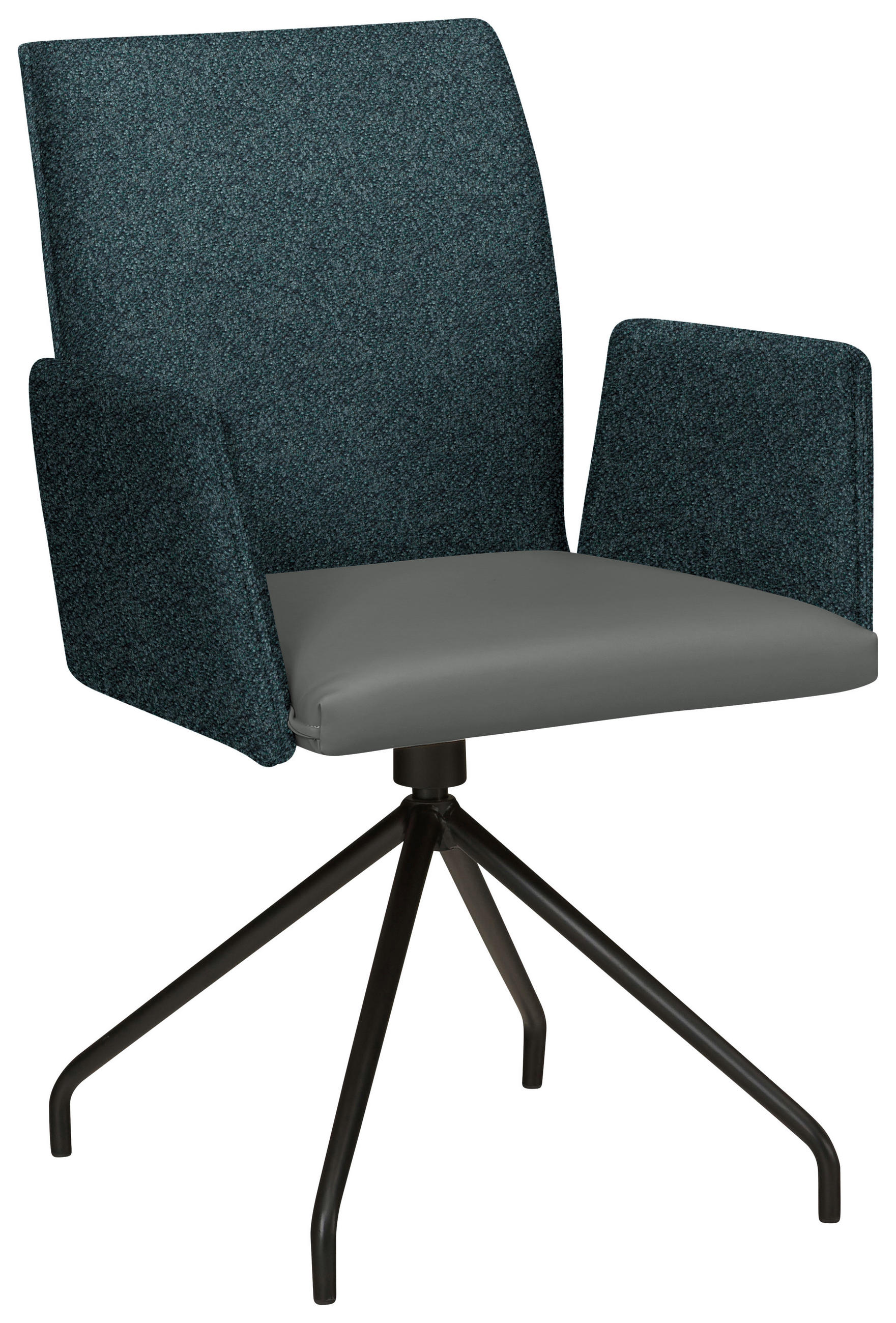 ARMLEHNSTUHL  in Stahl Webstoff, Mikrofaser  - Graublau/Schwarz, Design, Textil/Metall (60/91/60cm) - Moderano