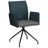 ARMLEHNSTUHL  in Stahl Webstoff, Mikrofaser  - Graublau/Schwarz, Design, Textil/Metall (60/91/60cm) - Moderano