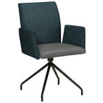 ARMLEHNSTUHL  , Typenauswahl, Sitzfläche 360° drehbar  , Webstoff, Mikrofaser  ,  - Graublau/Schwarz, Design, Textil/Metall (60/91/60cm) - Moderano