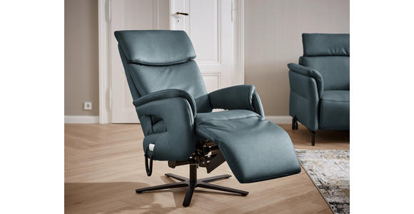 RELAXSESSEL in Leder Graublau  - Graublau/Schwarz, Design, Leder/Metall (70/117/85cm) - Dieter Knoll