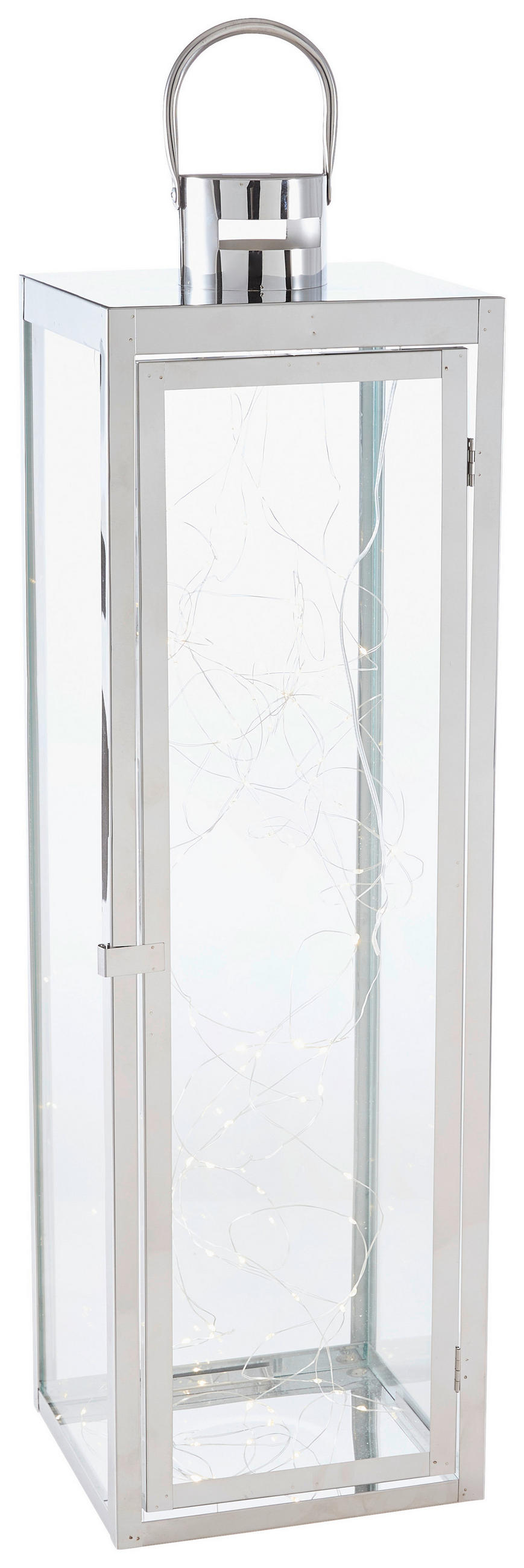 LATERNE - Klar/Edelstahlfarben, Basics, Glas/Metall (21/70/20cm) - Ambia Home