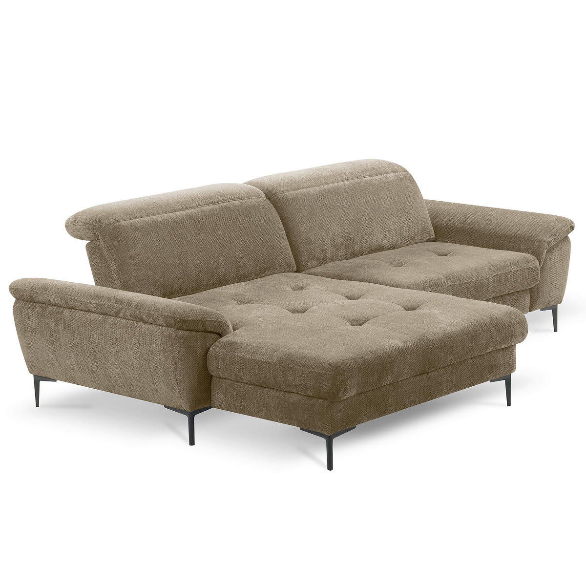 ECKSOFA  Webstoff Taupe  - Taupe/Schwarz, Design, Textil/Metall (195/268cm) - Livetastic