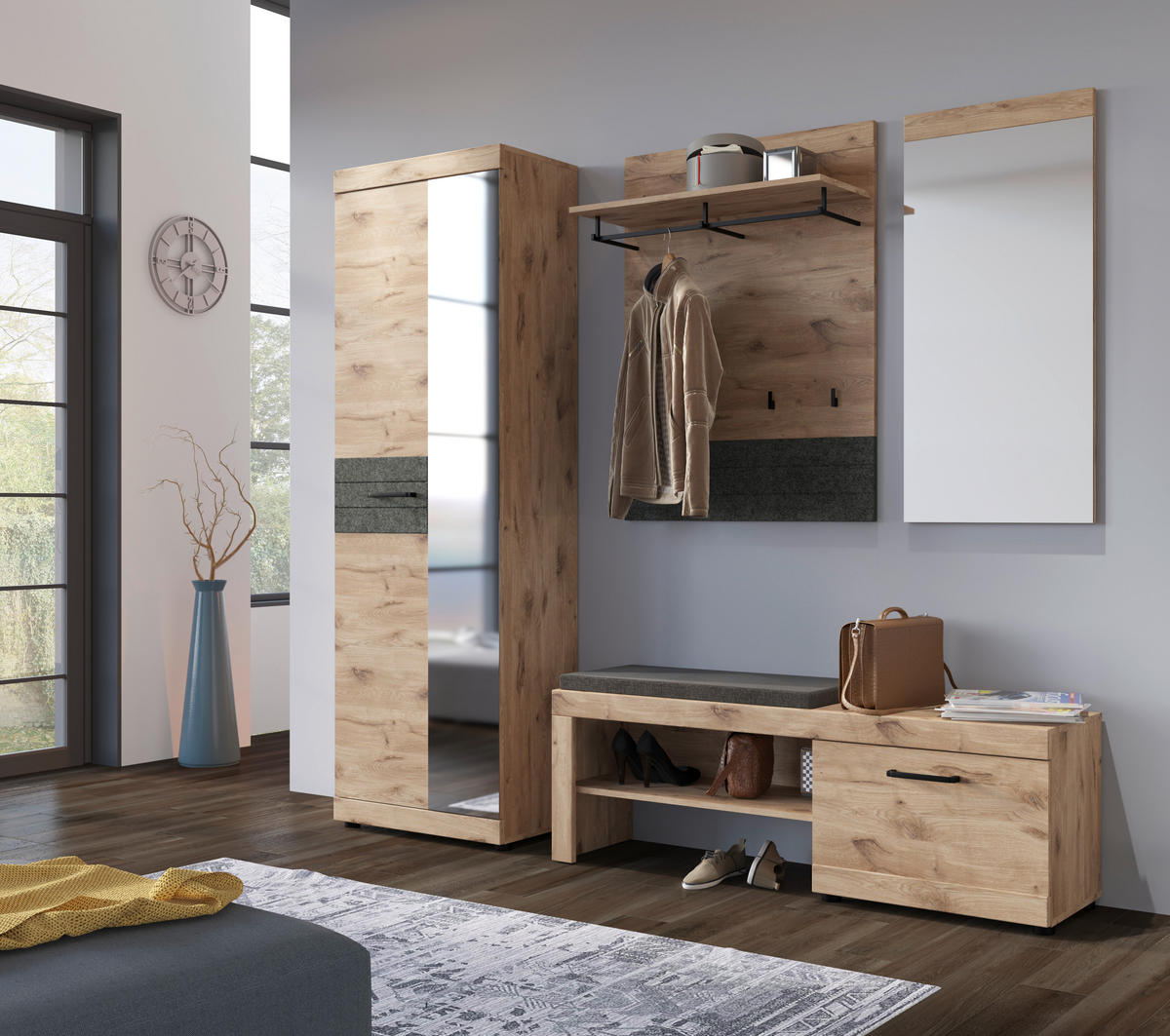 GARDEROBNA OMARA barve hrasta - barve hrasta, Design, kovina/umetna masa (65/201,3/37,9cm) - Carryhome
