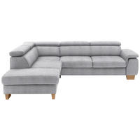 ECKSOFA in Mikrofaser Hellgrau  226/273 cm  - Eichefarben/Beige, Natur, Holz/Textil (226/273cm) - Beldomo System