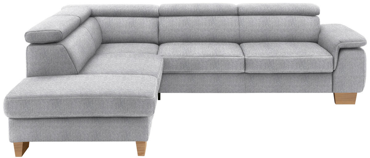 ECKSOFA in Mikrofaser Hellgrau  226/273 cm  - Eichefarben/Beige, Natur, Holz/Textil (226/273cm) - Beldomo System