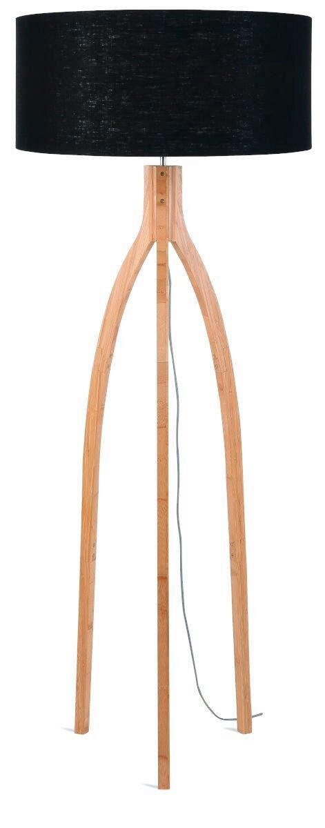 STEHLEUCHTE GOOD&MOJO  60/160 cm  - Schwarz/Naturfarben, Trend, Holz/Textil (60/160cm) - Good & Mojo