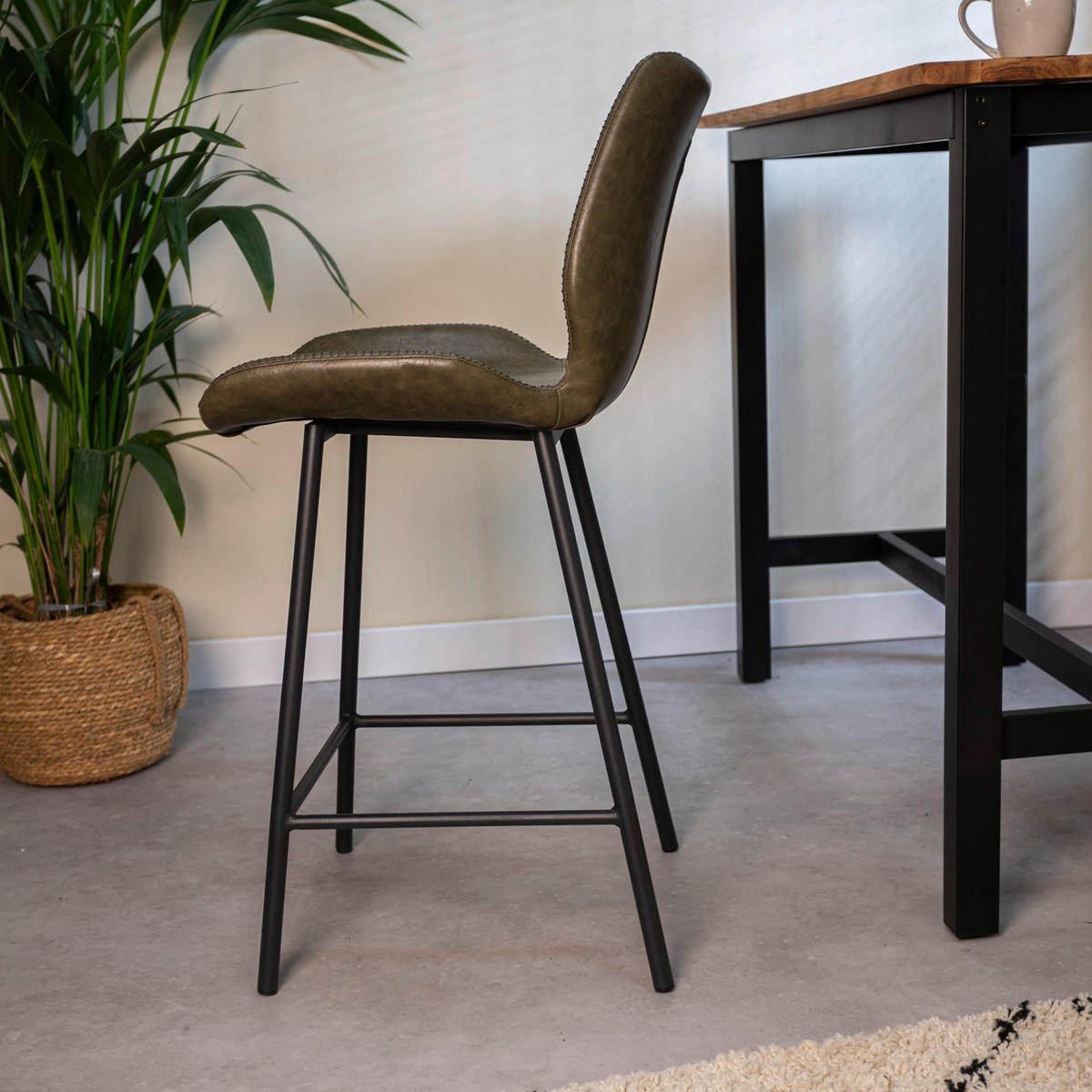 BARHOCKER-SET in Grün  - Schwarz/Grün, KONVENTIONELL, Kunststoff/Textil (47/99/55cm) - MID.YOU