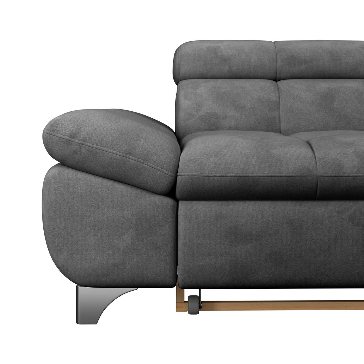ECKSOFA Dunkelgrau Chenille  - Chromfarben/Dunkelgrau, KONVENTIONELL, Textil/Metall (312/234cm) - Livetastic