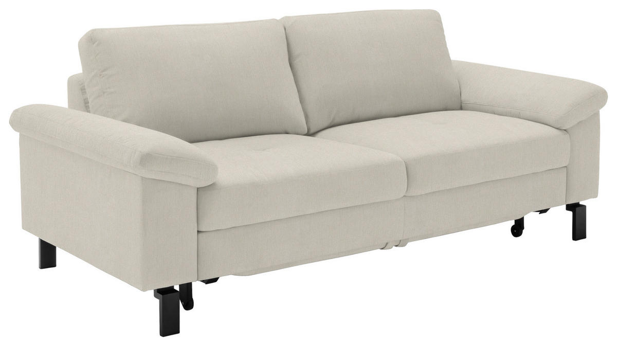 2,5-SITZER in Velours Naturfarben, Beige  - Beige/Schwarz, Design, Textil/Metall (206/86/97cm) - Pure Home Lifestyle