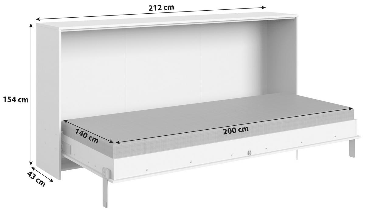 POSTELJA V OMARI   x  , leseni material  - bela, Konvencionalno, kovina/leseni material (140/200cm) - MID.YOU