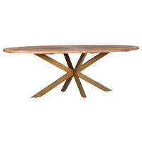 ESSTISCH Ulme massiv oval Goldfarben, Ulmefarben  - Ulmefarben/Goldfarben, LIFESTYLE, Holz/Metall (254/135/78cm) - Ambia Home