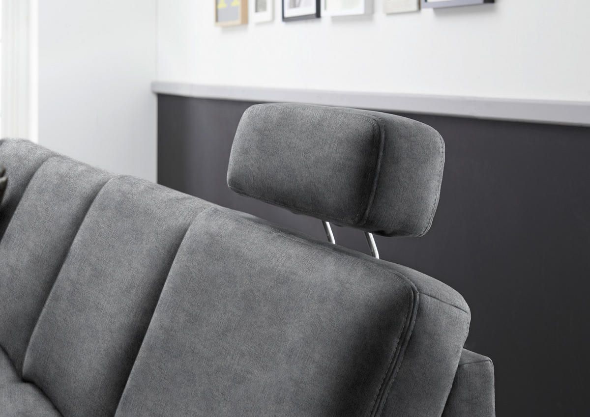 WOHNLANDSCHAFT in Velours Silberfarben  - Eichefarben/Silberfarben, Konventionell, Holz/Textil (167/316/235cm) - Beldomo System