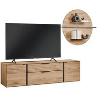 WOHNWAND  in Eichefarben  276/194/44 cm  - Eichefarben/Anthrazit, Natur, Glas/Holz (276/194/44cm) - Valnatura