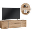 WOHNWAND  in Eichefarben  276/194/44 cm  - Eichefarben/Anthrazit, Natur, Glas/Holz (276/194/44cm) - Valnatura