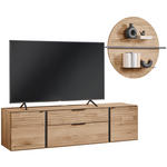 WOHNWAND  in Eichefarben  276/194/44 cm  - Eichefarben/Anthrazit, Natur, Glas/Holz (276/194/44cm) - Valnatura
