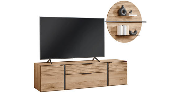 WOHNWAND  in Eichefarben  276/194/44 cm  - Eichefarben/Anthrazit, Natur, Glas/Holz (276/194/44cm) - Valnatura