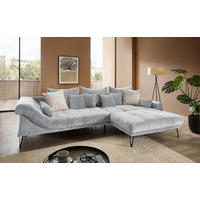 ECKSOFA Chenille Hellblau  - Schwarz/Hellblau, Konventionell, Textil/Metall (310/192cm) - Livetastic