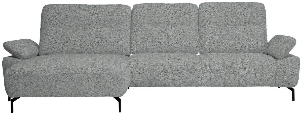 ECKSOFA in Chenille, Flachgewebe Pastellblau  165/318 cm  - Pastellblau/Schwarz, Design, Textil/Metall (165/318cm) - Xora