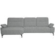 ECKSOFA in Chenille, Flachgewebe Pastellblau  165/318 cm  - Pastellblau/Schwarz, Design, Textil/Metall (165/318cm) - Xora