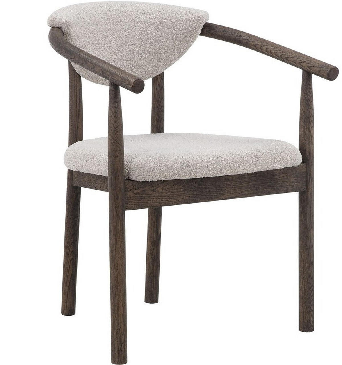 STOL MED ARMSTÖD bouclé  - beige/mörkbrun, Design, trä/textil (58,7/76,5/56cm) - Best Price