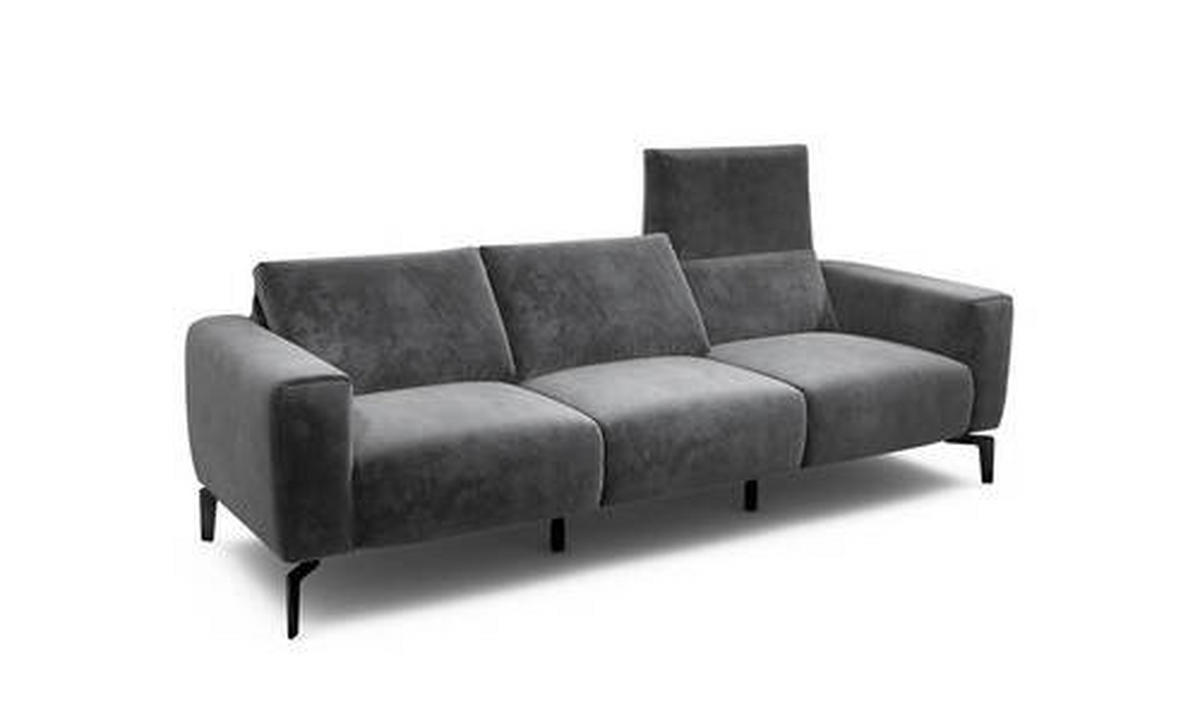 3-SITZER-SOFA in Samt Anthrazit  - Anthrazit/Schwarz, Design, Textil/Metall (250/86/86-94cm) - SENSOO