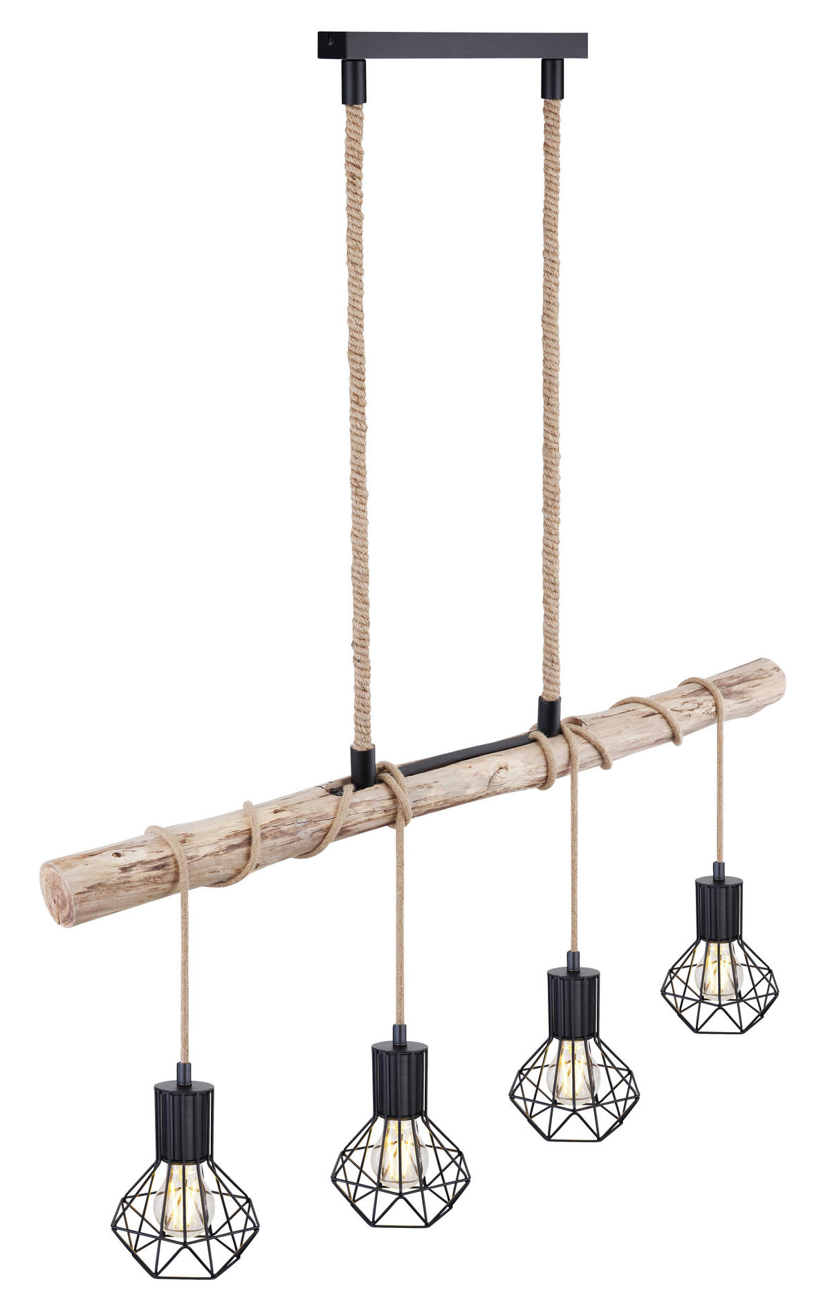 HÄNGELEUCHTE 100/15/120 cm  - Schwarz/Naturfarben, Natur, Holz/Metall (100/15/120cm) - Marama